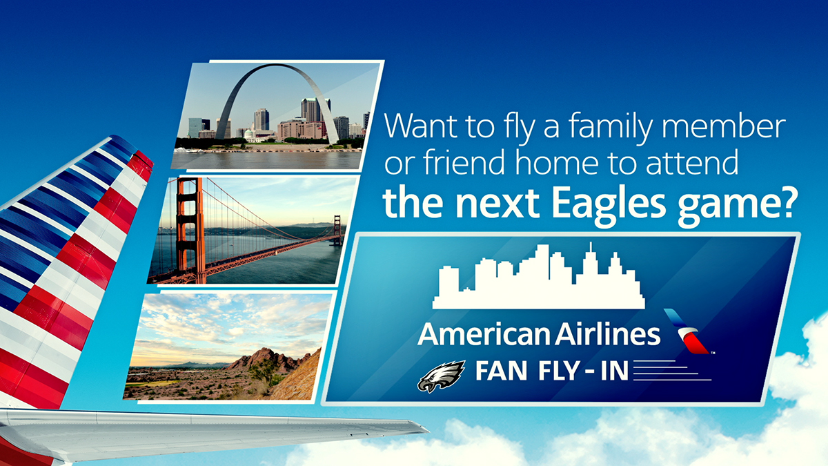 Adobe Portfolio American Airlines plane eagles football clouds AA philadelphia game fans fan fly in Rocky stadium tail craft Travel