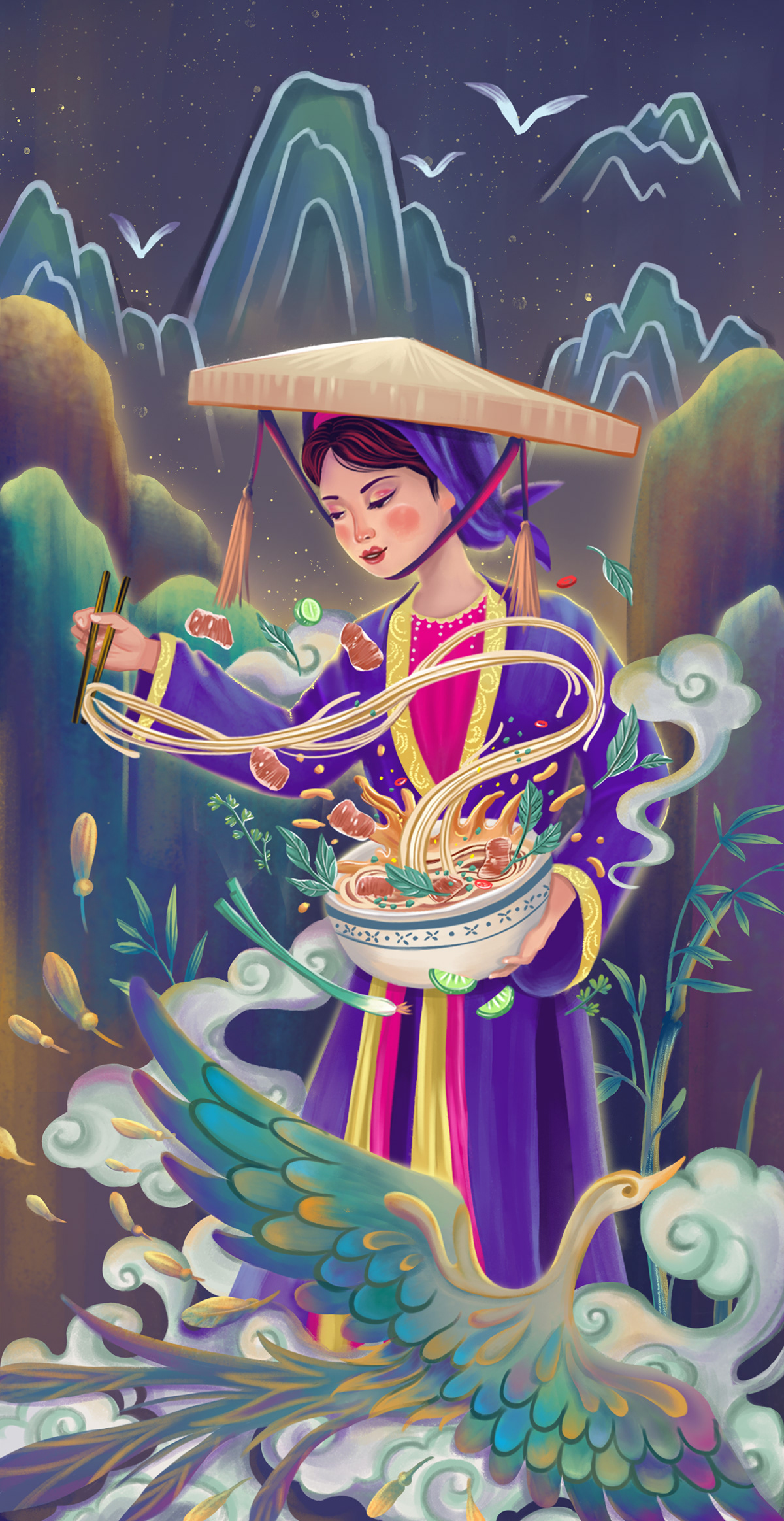 artist artwork Character design  Digital Art  Drawing  ILLUSTRATION  vietnam vietnamese vietnamese food