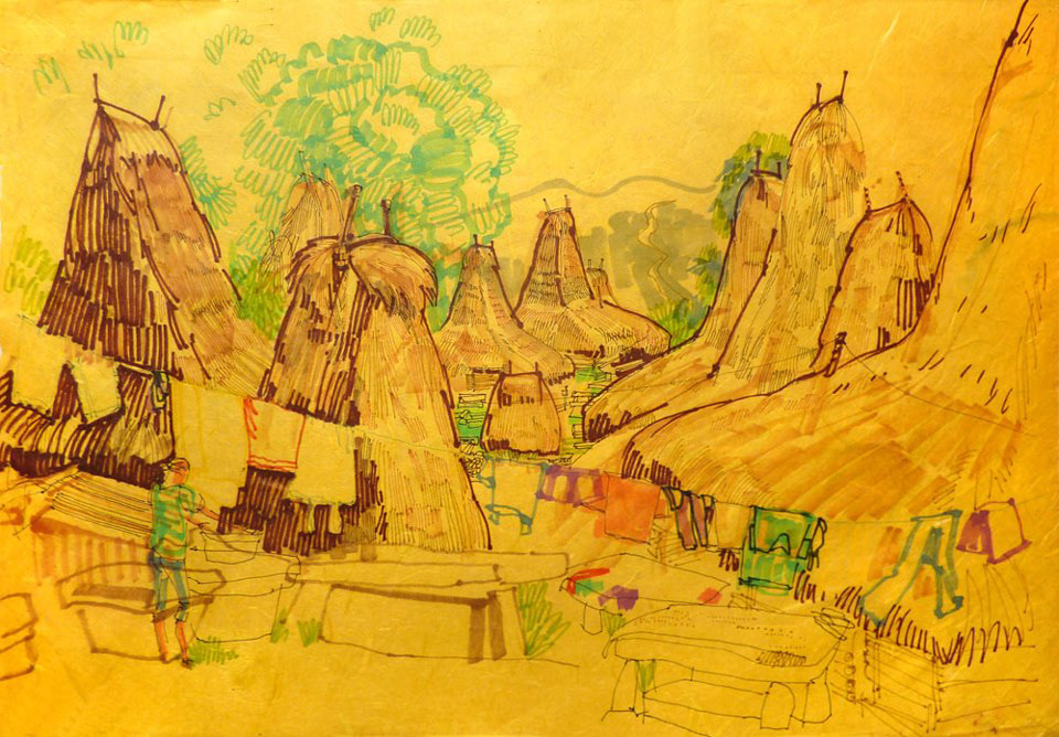 Drawing  sketch Travel indonesia asia bali Flores Sumba timor sumatra