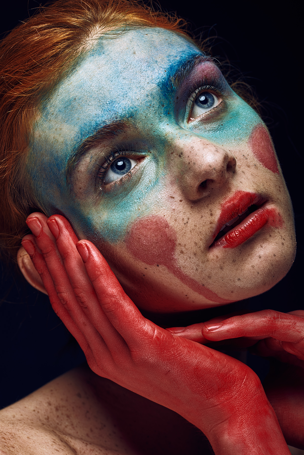 creative portrait makeup water colour model Expression emotion
