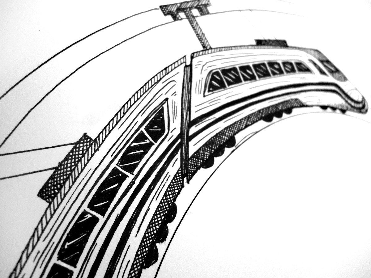 uroboros train tren trenes ilustracion metro subway draw tinta eterno infinito infinity ink