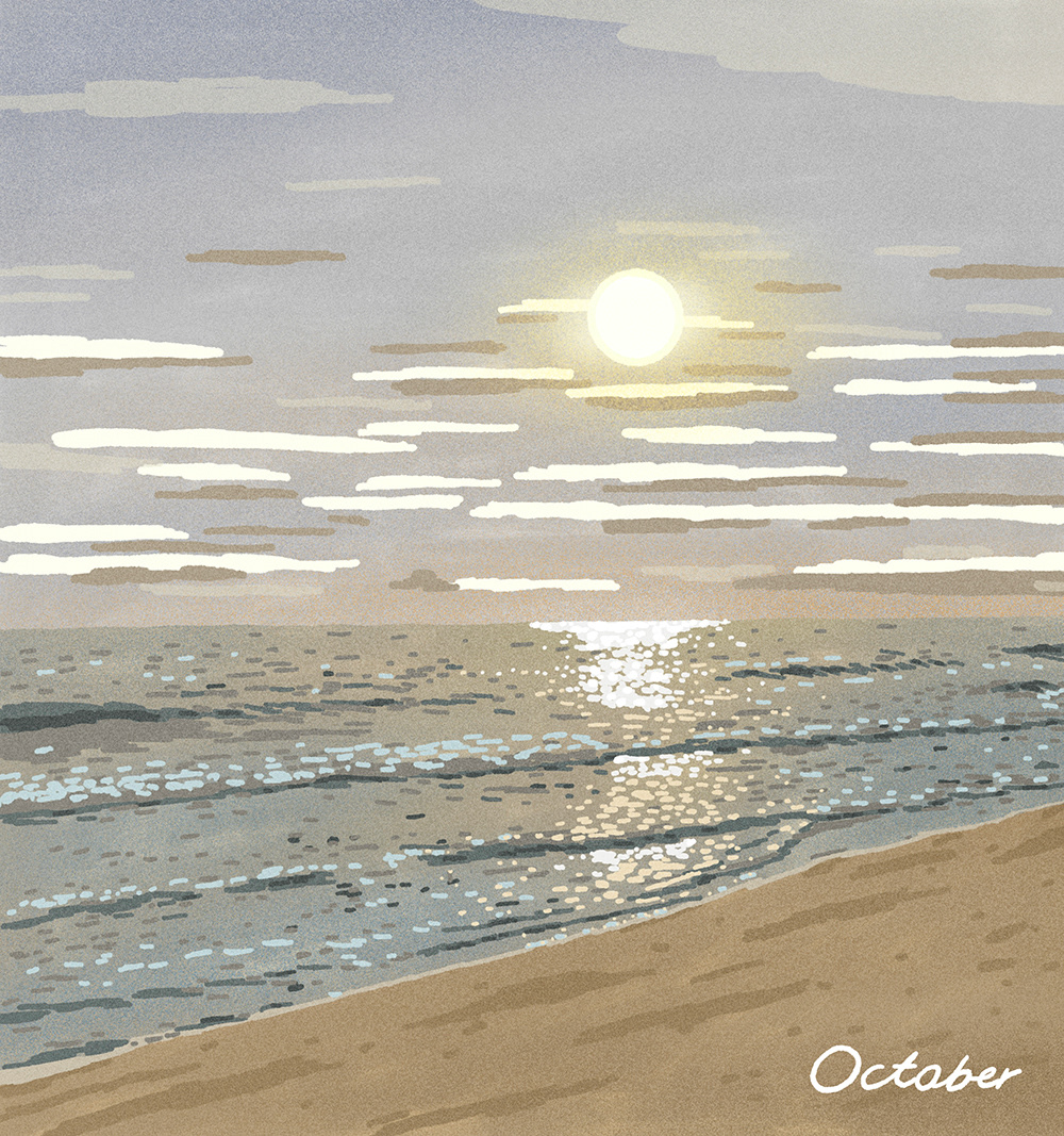 artwork beach Drawing  illust ILLUSTRATION  Landscape Ocean october sea season