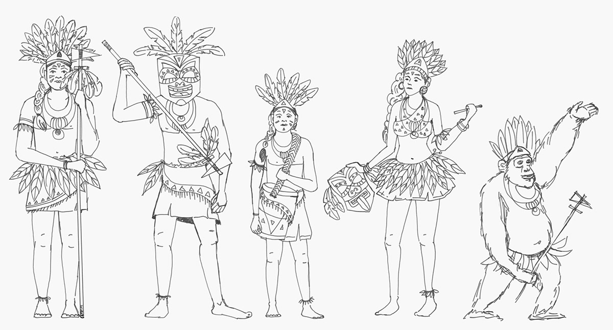 Characters Design digital illustration illlustrator ilustracion ilustración digital indigenous tribe Landscape Design Totem tribu indigena story board