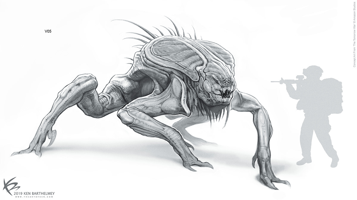 3D alien concept art Creature Design digital Drawing  ILLUSTRATION  monster pencil photoshop