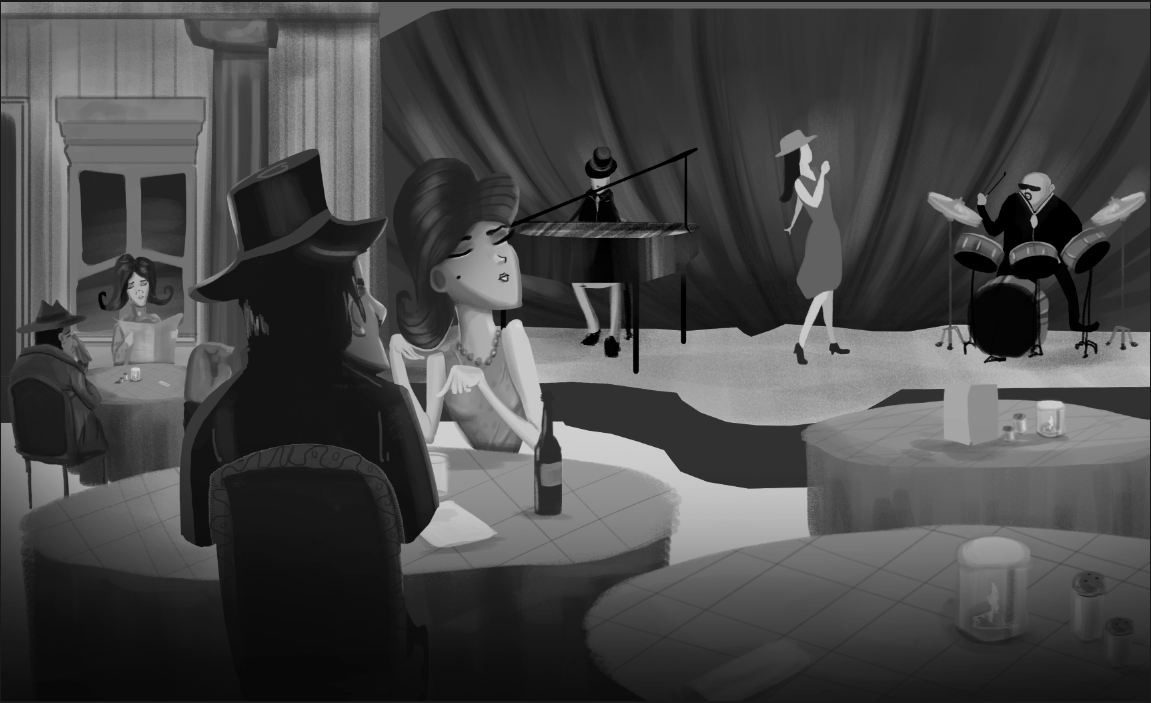 animacion puppet jazz humo cute vintage ilustracion club