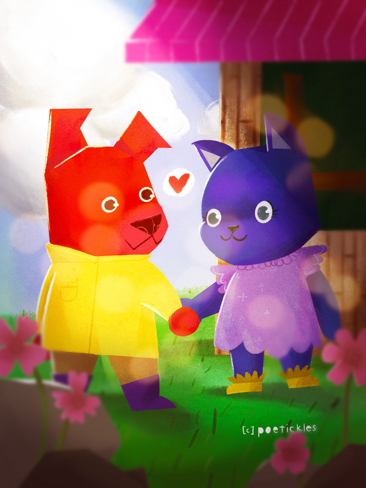 Cat and Dog Character design  children illustration cute animals Digital Art  illlustration kitten Picture book Puppy Love story