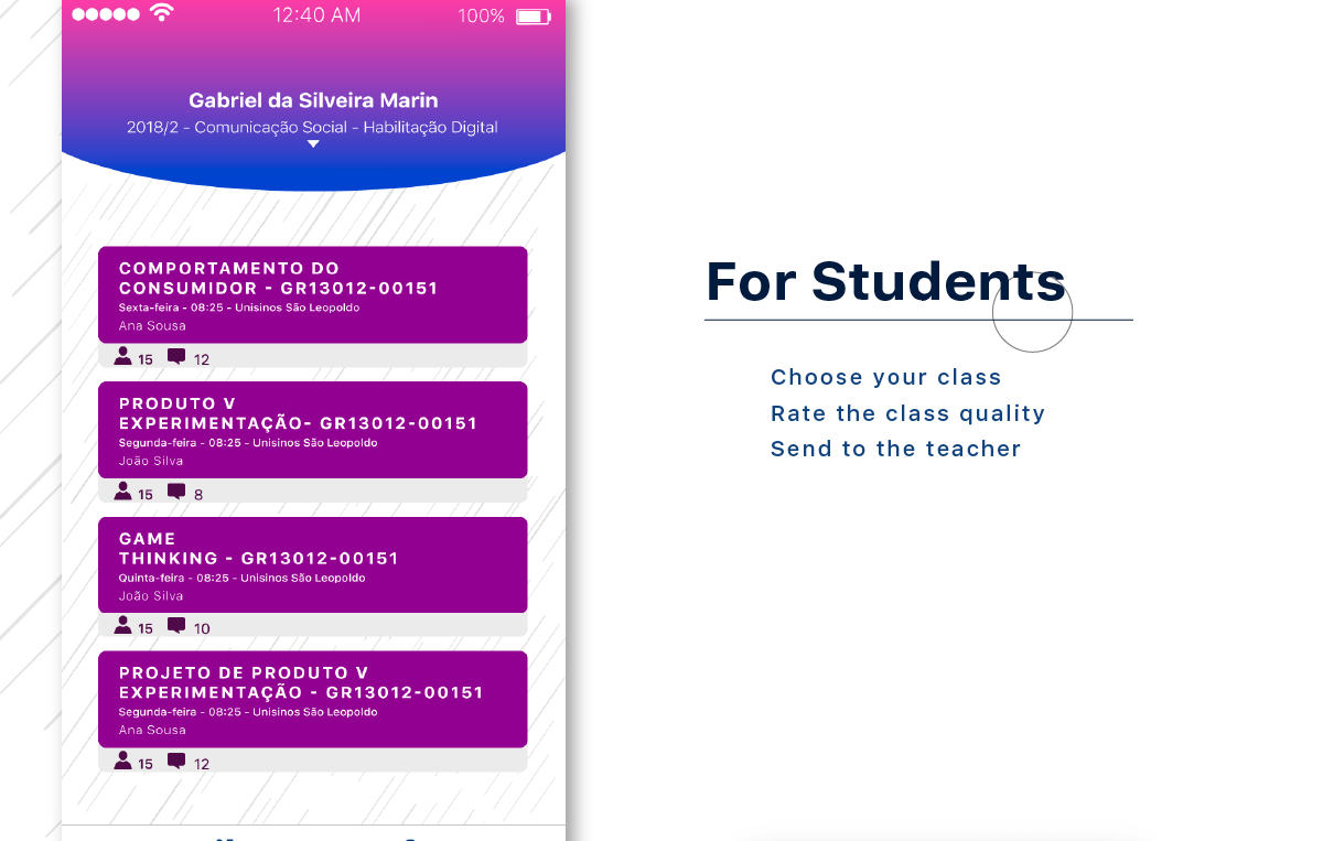 ux UI Education app Interface Mobile app feedback user experience Unisinos University