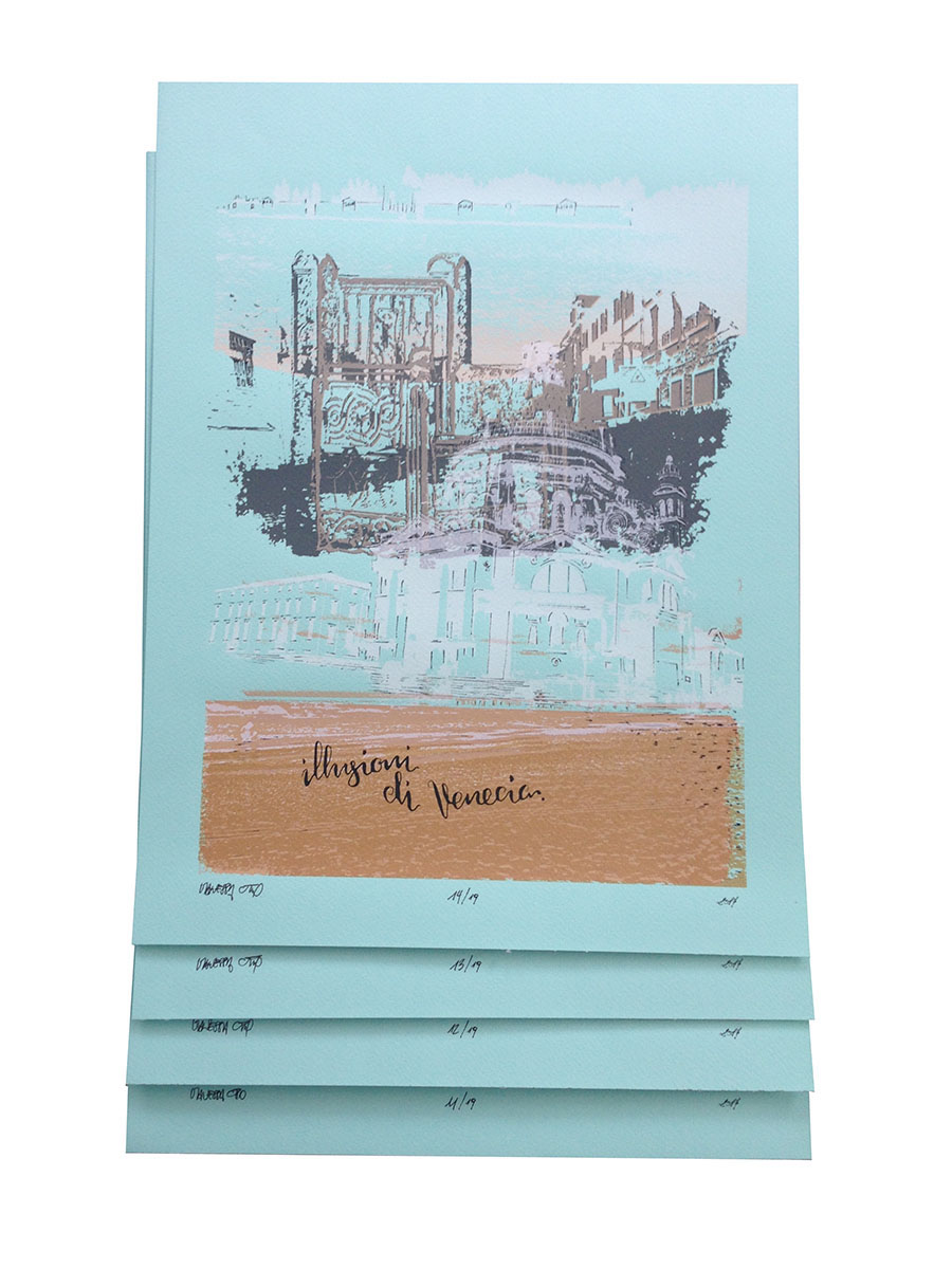 print handprinted citymemories venicememories travelcollage silkscreenprint