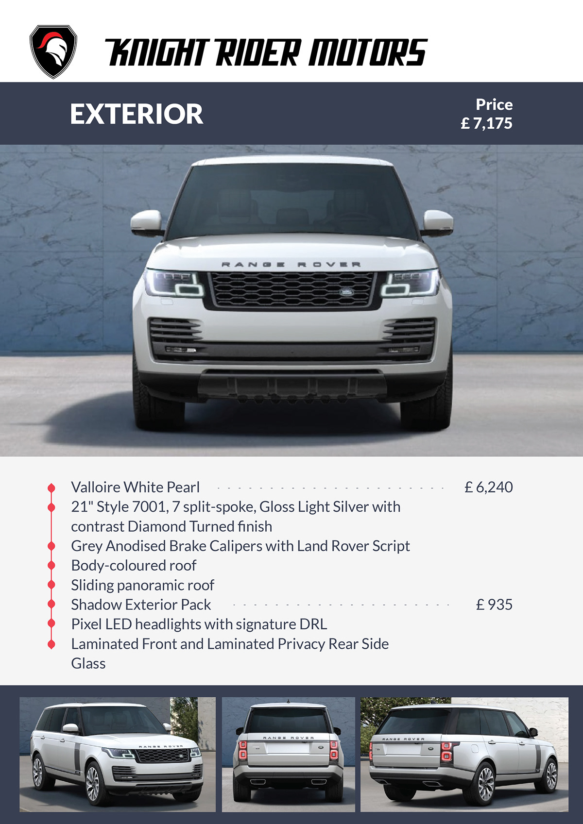 range rover car automotive   Pricing showcase brochure design