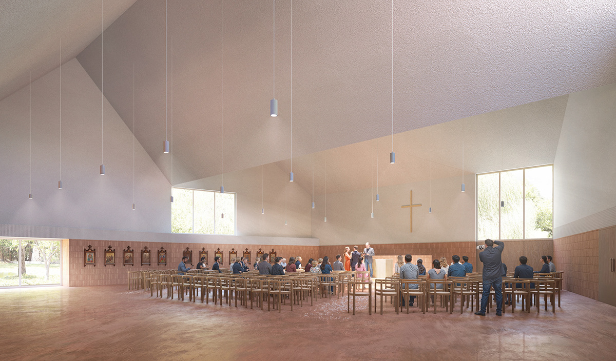 architecture belgium brugge CGI church Competition frame meditation Render visualization