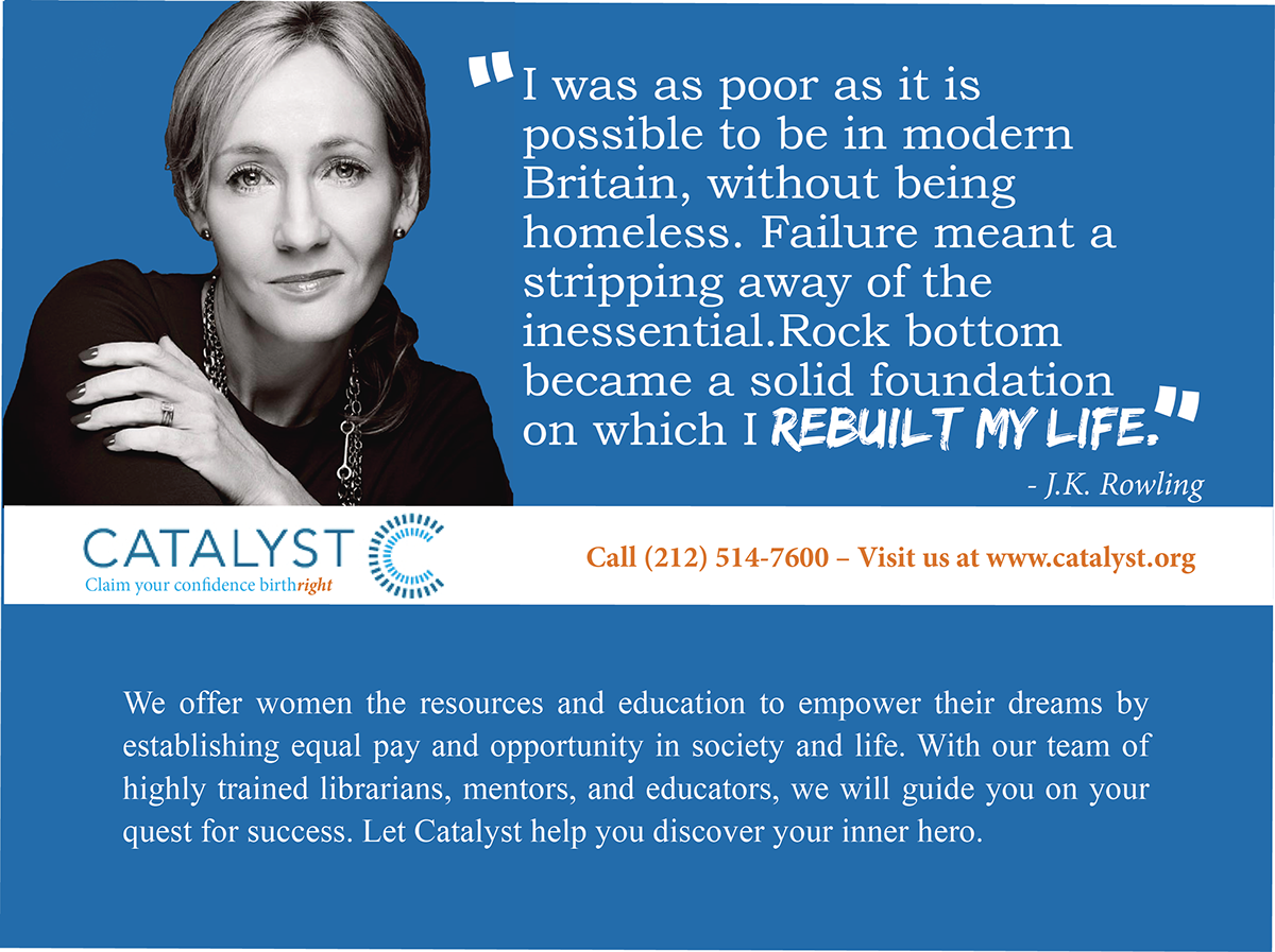 Testimonial ad redesign Catalyst J.K. Rowling non-profit