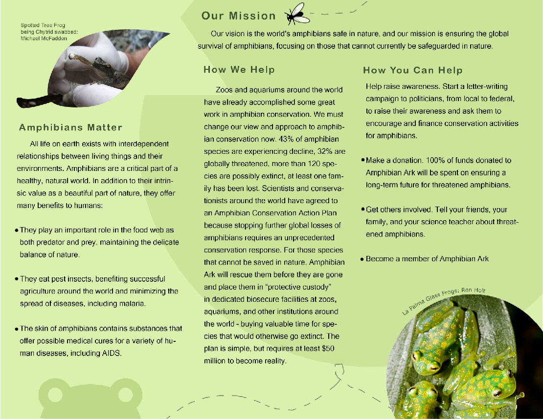 Amphibian Ark Booklet brochure Magazine Ad t-shirt ticket