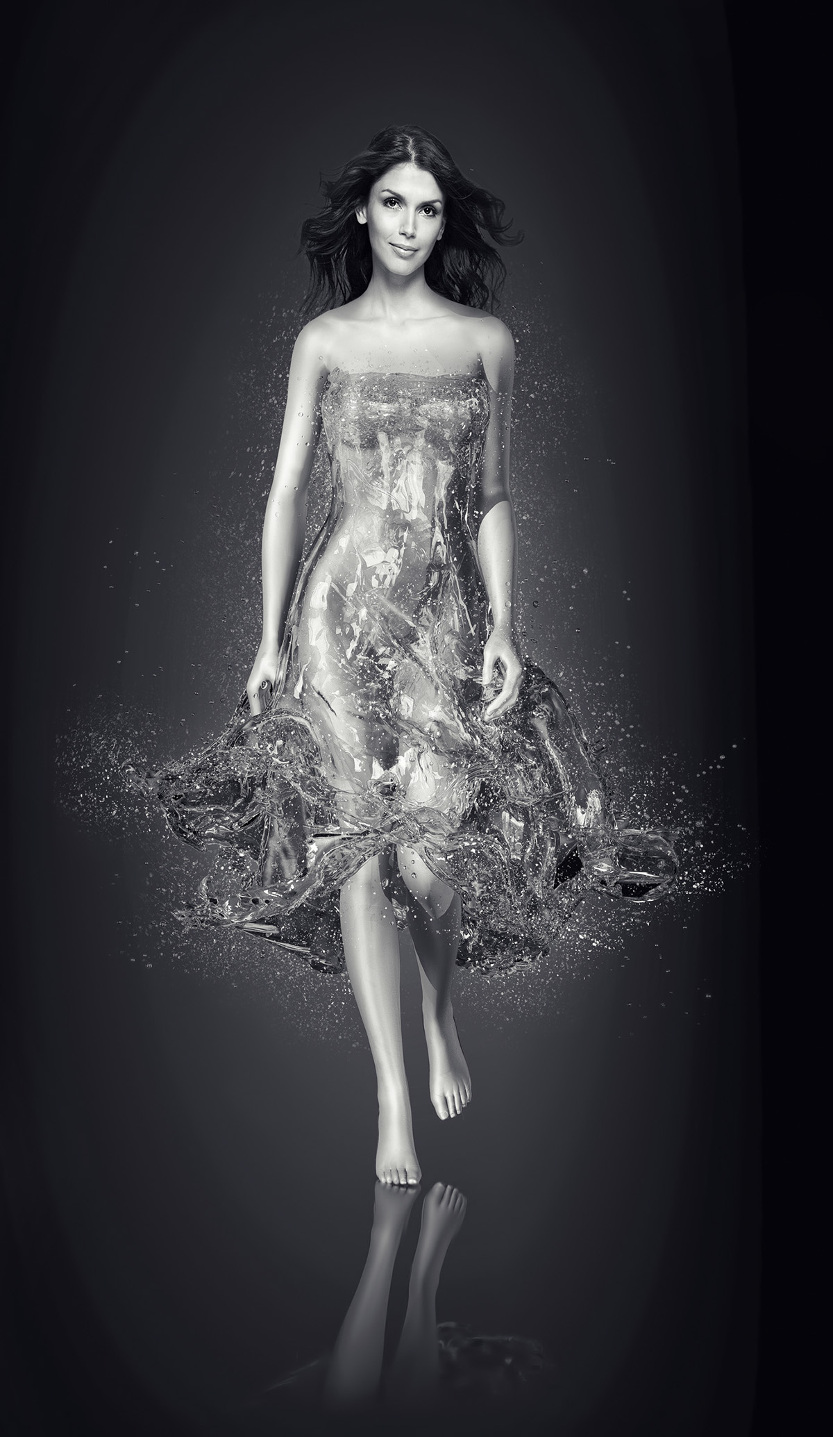 Damian Misiura water  Dress waterdress splash modo realflow HDR Light Studio