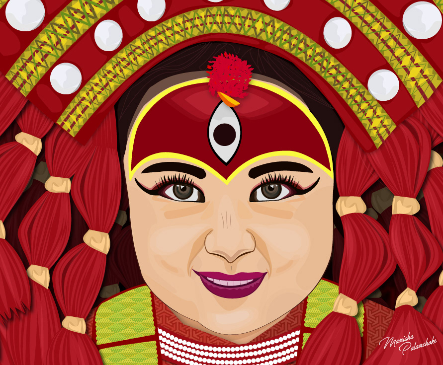 Nepali culture ILLUSTRATION  vector art graphic design  Character living goddess kumari nepal festival kumari jatra