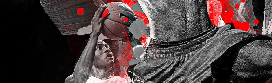 photohop creative graphic design basketball game SLAM elkilani maliuna red jump