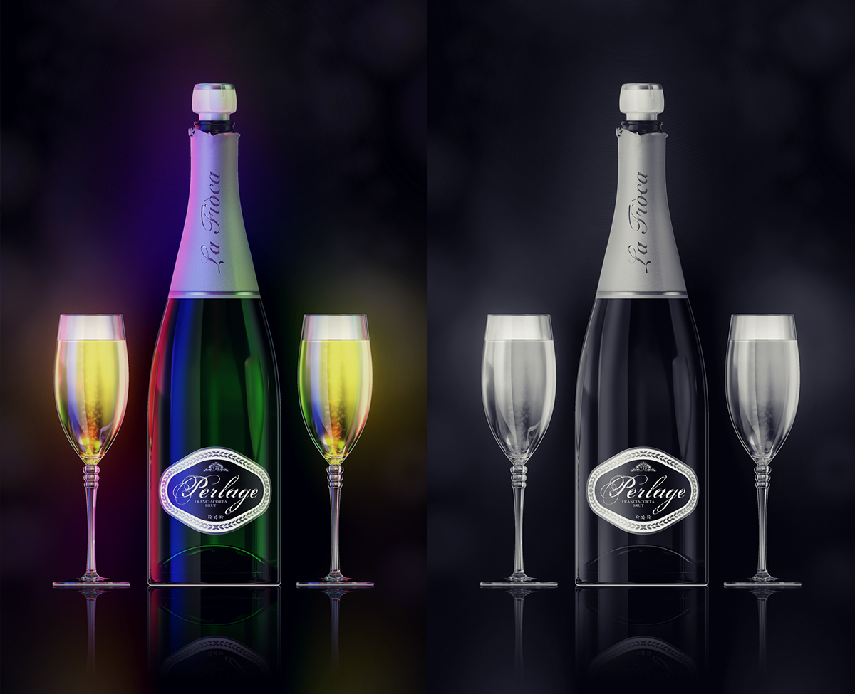 Champagne Damian Misiura HDRL light bottle 3D product HDR Light Studio modo CGI perlage
