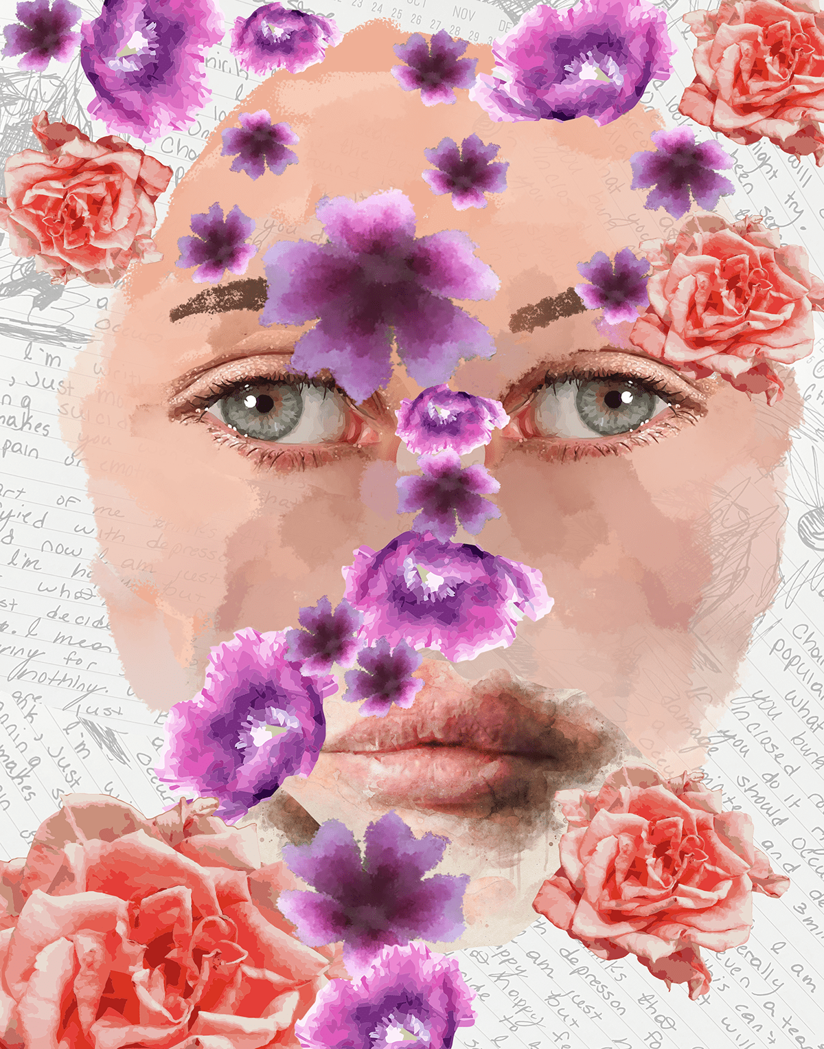 anxiety concept Digital Art  painting   portrait visual identity woman