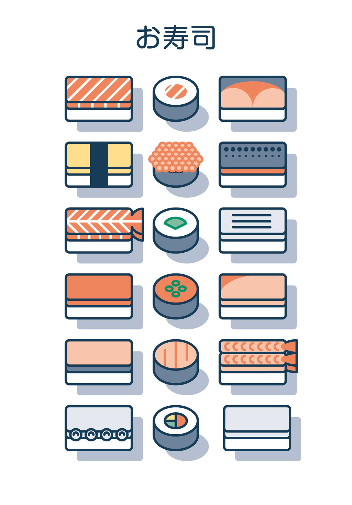 Sushi japan Food  simple japanese fish icons iconset flat