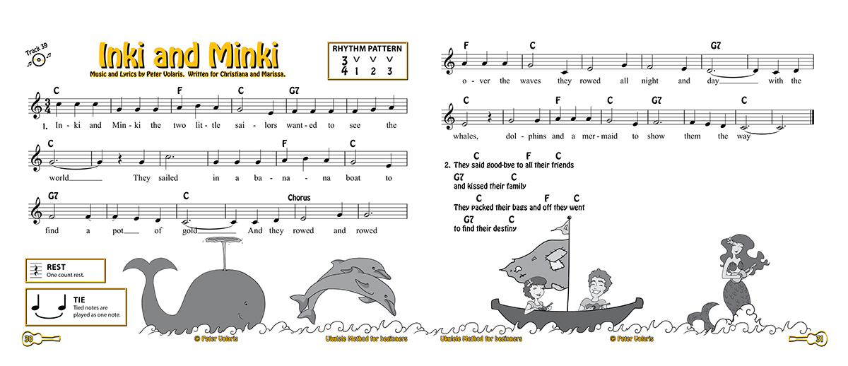 Ukulele book design kids colour Musical instruments Australia cartoon theory Fun play