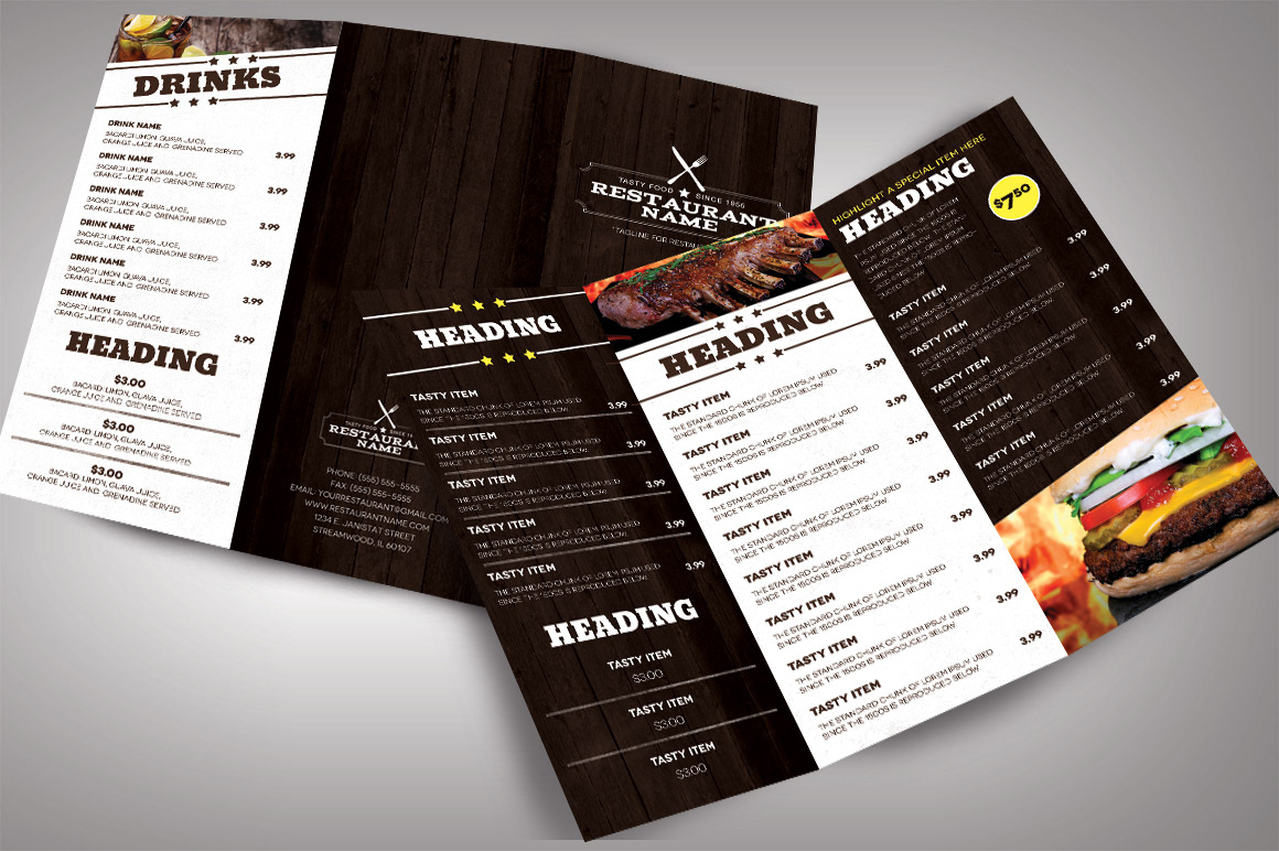 bar business classy design template elegant restaurant lounge wood business card menu brochure Multipurpose Food  wine