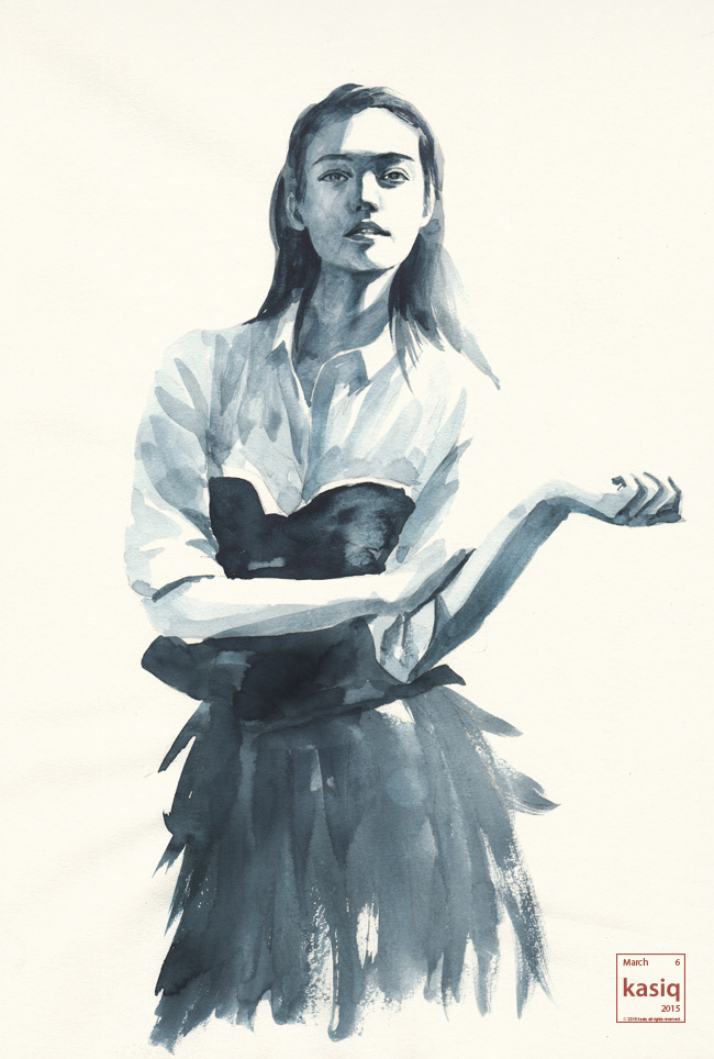 watercolors watercolor fahshionart fashionillustration drawings kasiq korean model Gemma Ward