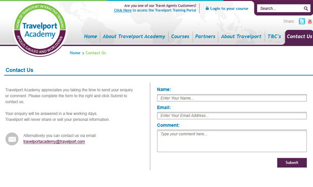 Travelport academy Website