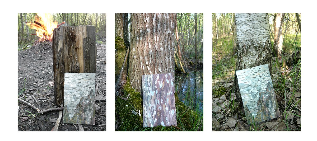 масляная живопись  древесная кора лес этюды береза сосна Oil Painting tree bark forest sketches birch pine