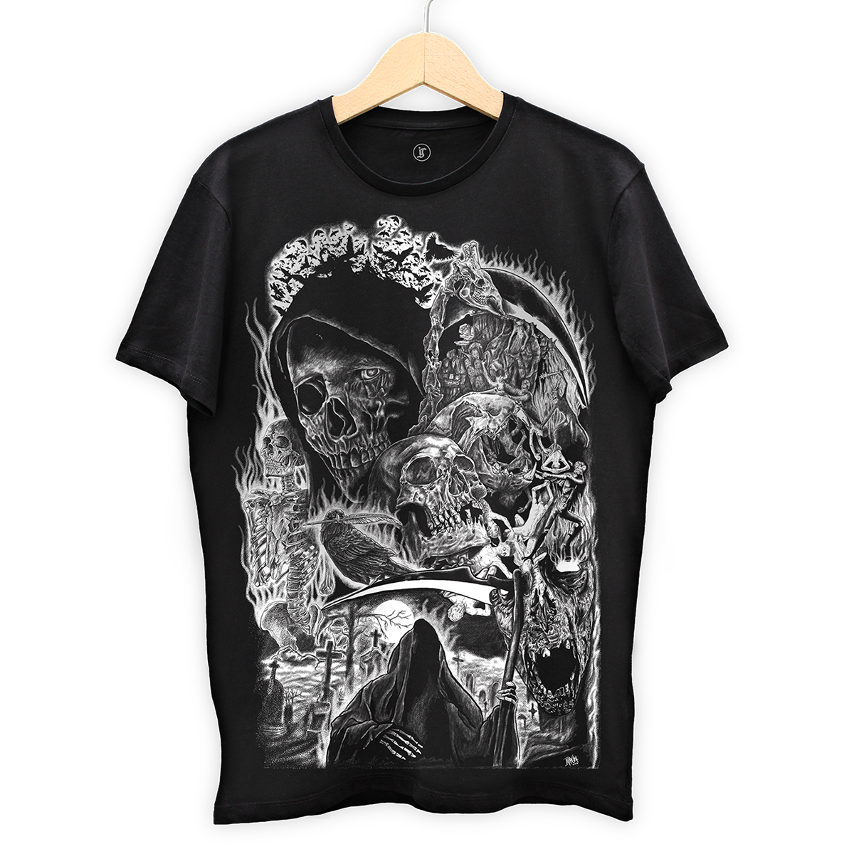RIPPER black and white skull hell after life death graveyard crow skeleton