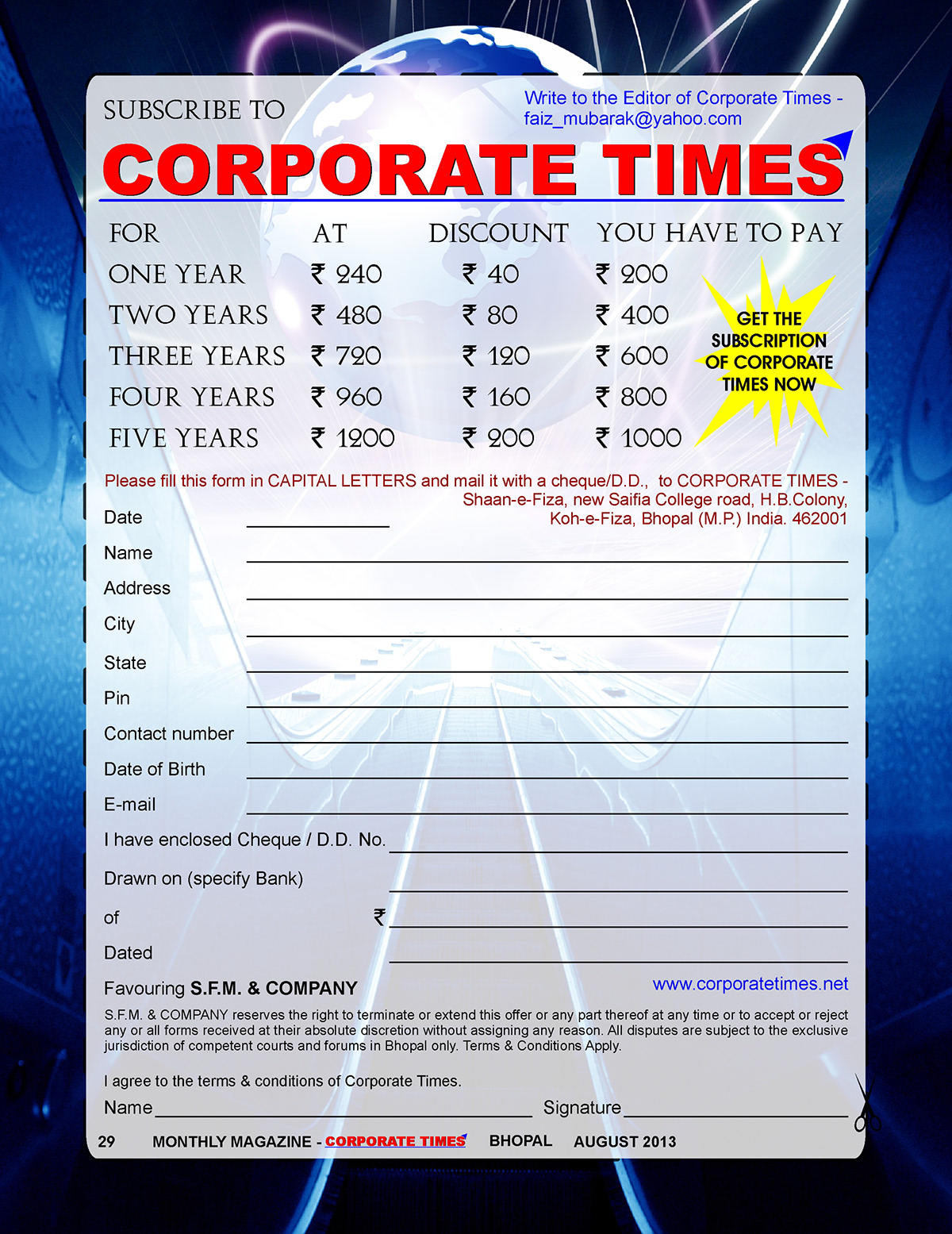 Corporate Times Magazine syed faiz mubarak S.F.M. & Company