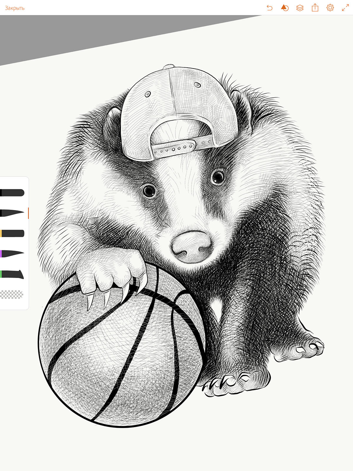 badger basketball Fun inkwork smile sport tattoo