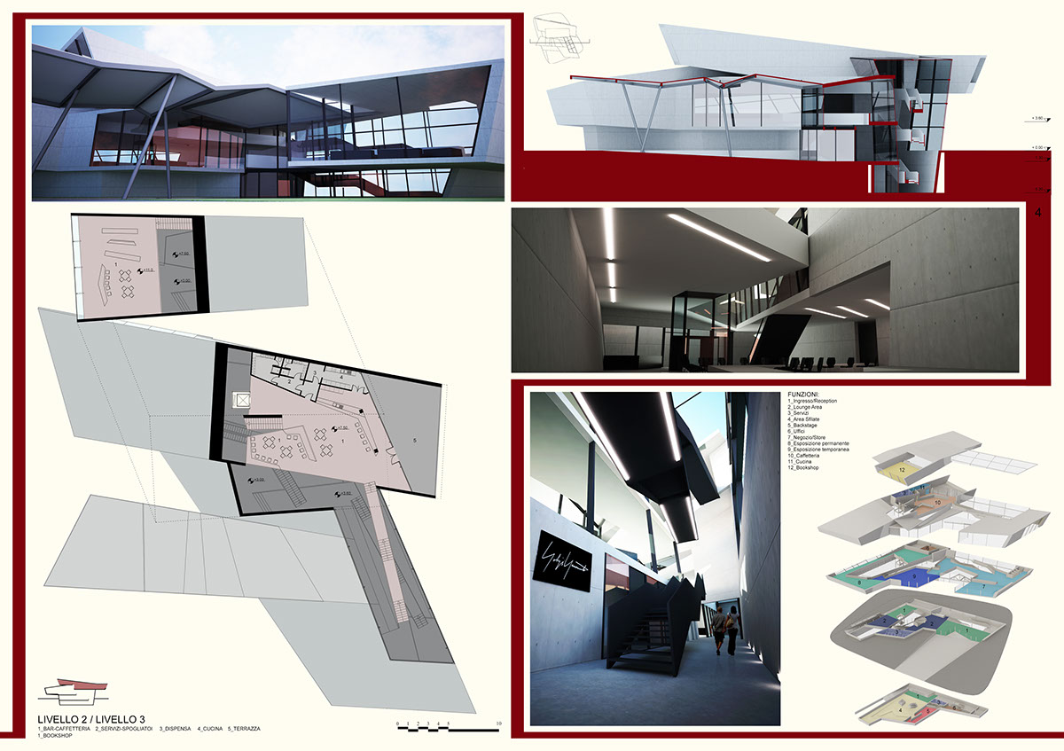 tesi 3D cinema4d Render yamamoto moda Interior Architecture