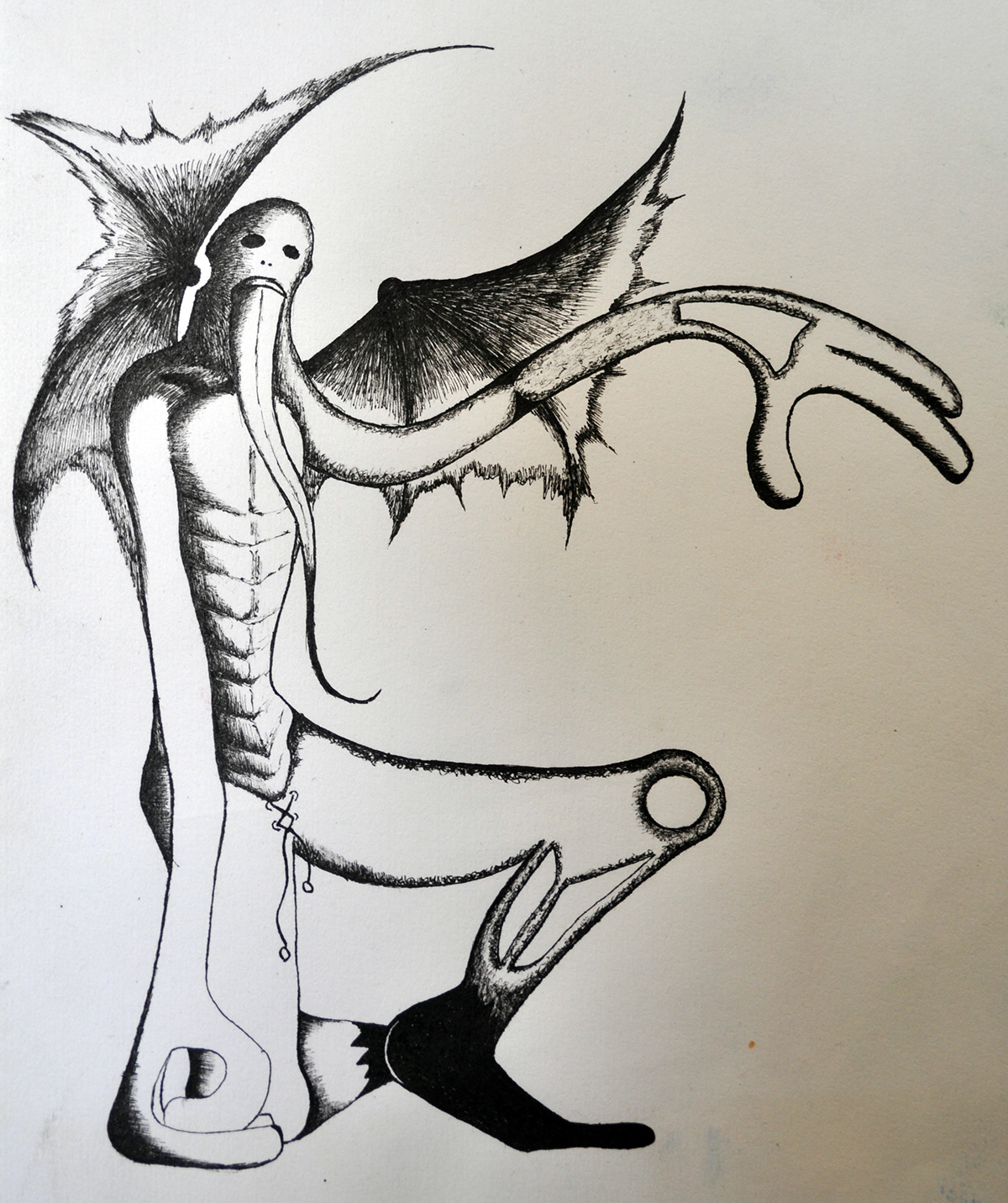 creature monster ink black and white weird