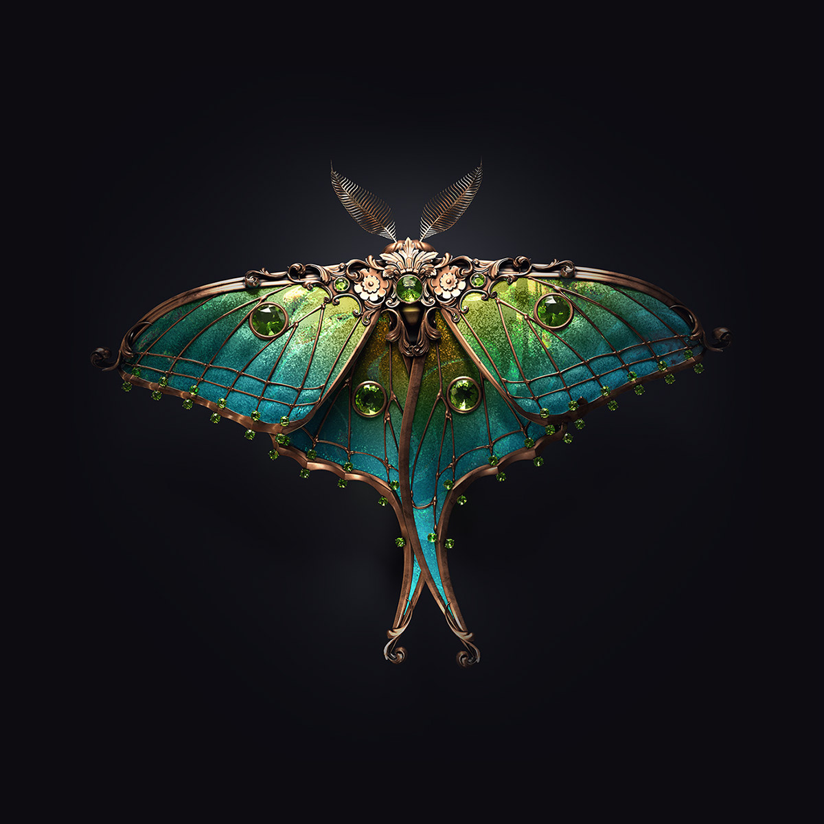 insect butterfly moth jewelry Render zbush CG cinema4d adobe