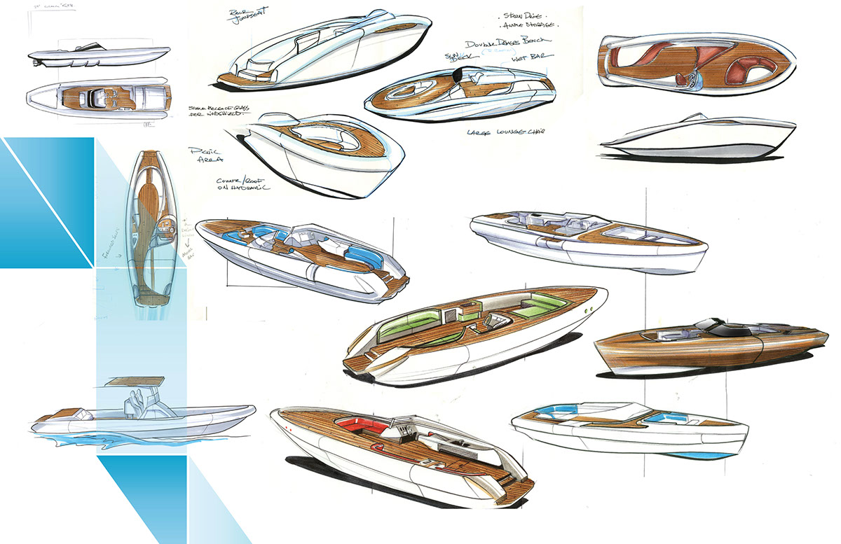 marine Marine design boat yacht design beauty Tender SCAD boat design sketching rendering