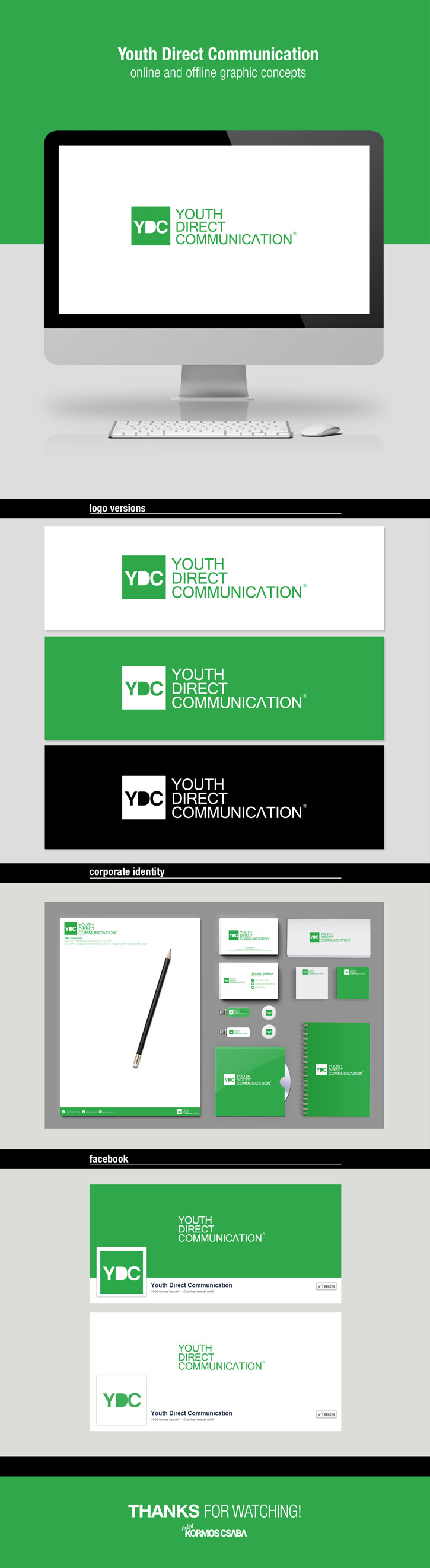 YDC youth Direct communication corporate identity brand marketing   logo business card green