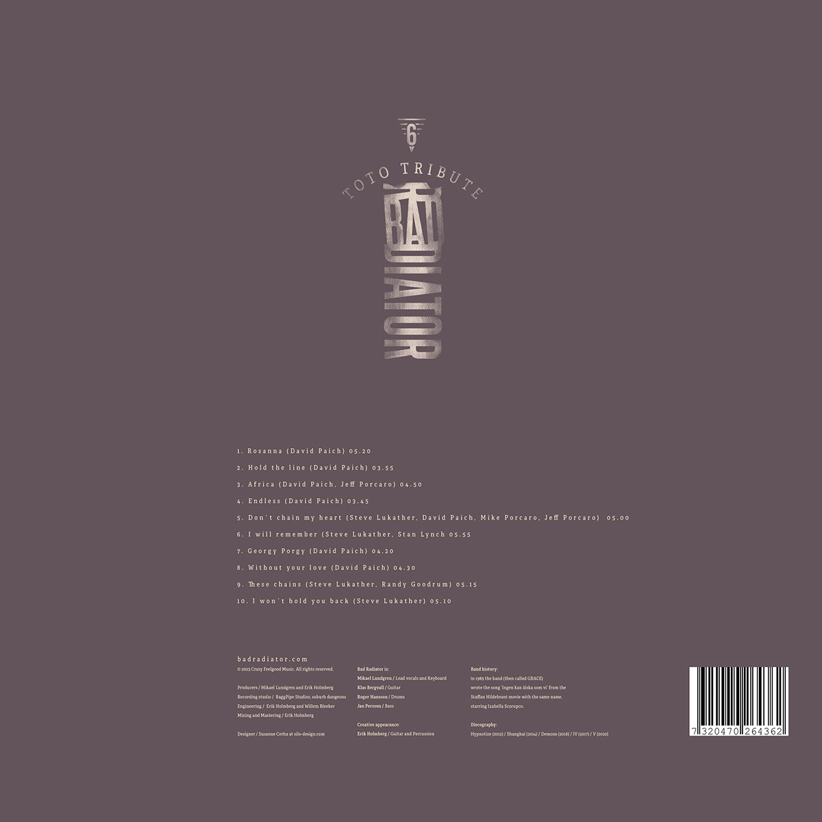 Adobe Portfolio Bad Radiator album cover TOTO tribute album Mikael Lundgren grace Silo Design Brooklyn Dumbo Album design music design design for music Prog rock