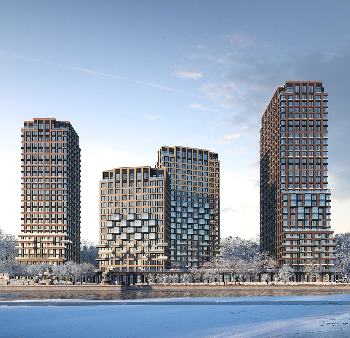 building architecture visualization Render archviz CGI exterior Moscow residential complex 3D