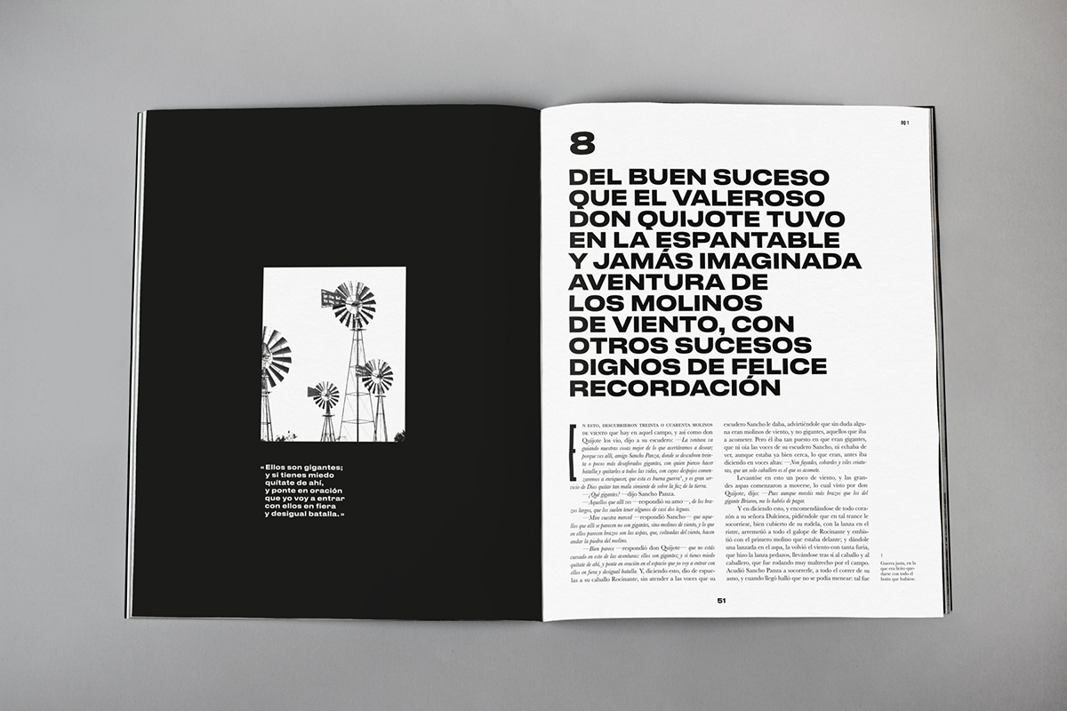 magazine Layout don quijote druk typography   black and white craziness Polarization editorial Photography 