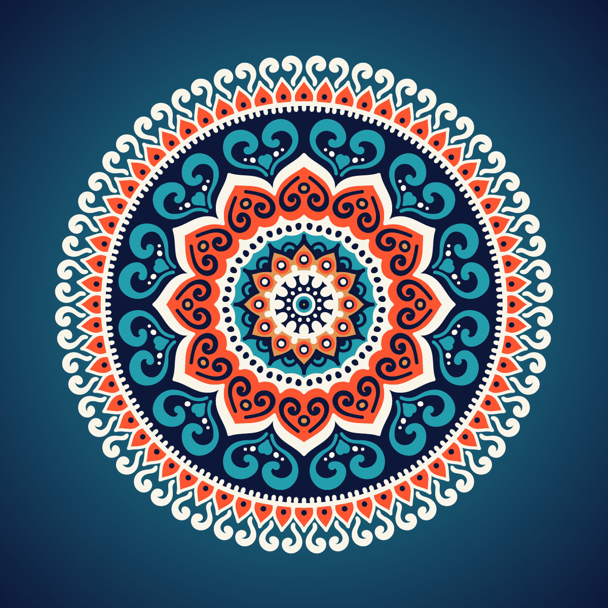 Mandala indian arabic Ethnic aztec round ornament blue circle element Sun flower floral decoration t-shirt
