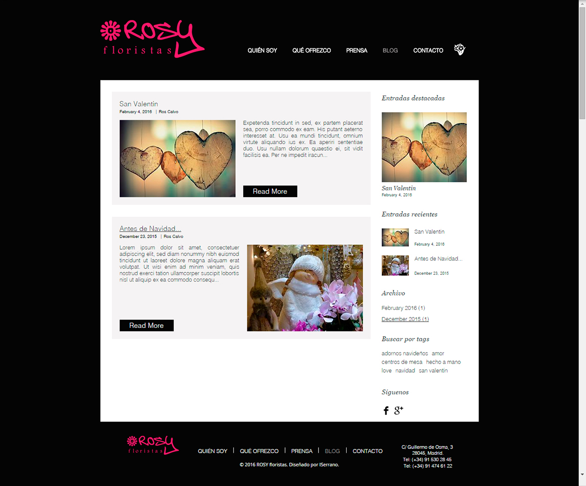 Floristería Web diseño tienda rosyfloristas