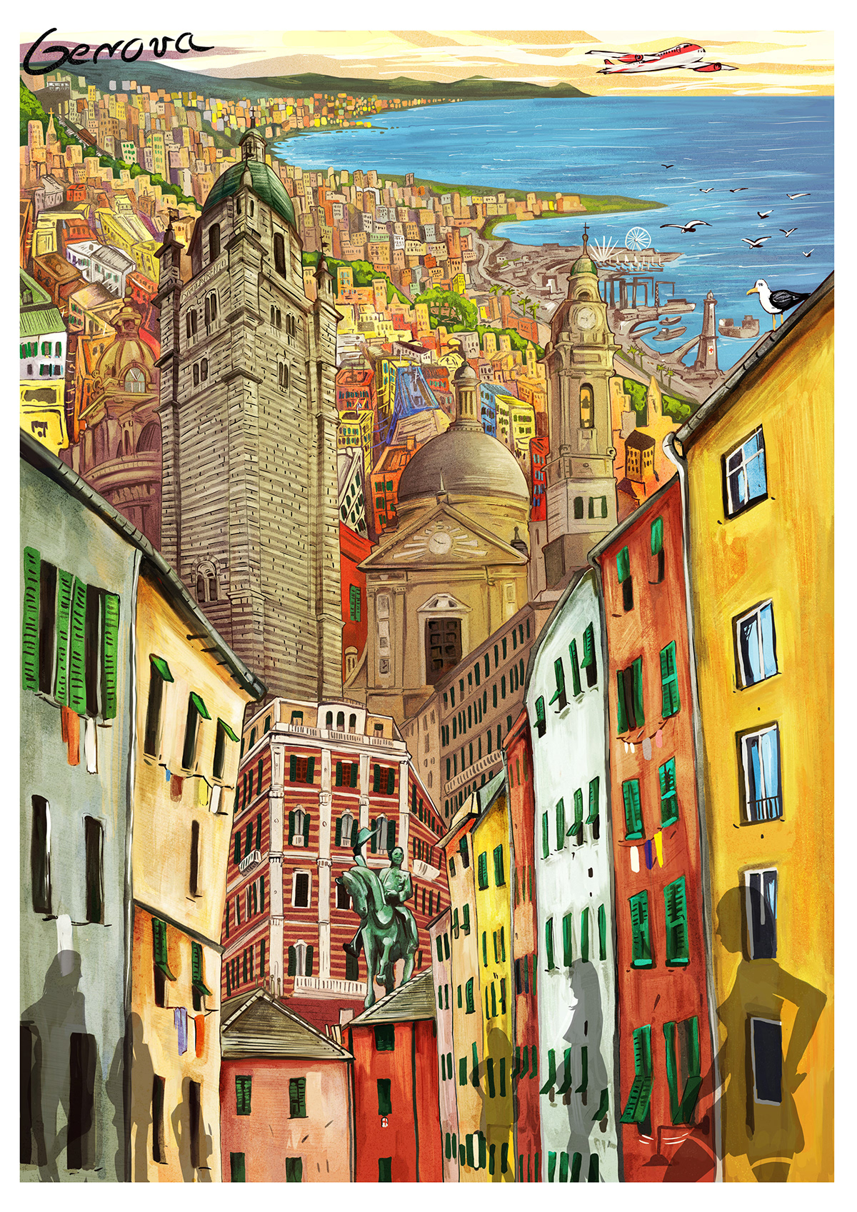 painting   Digital Art  artwork Drawing  Italy italia genova city Urban