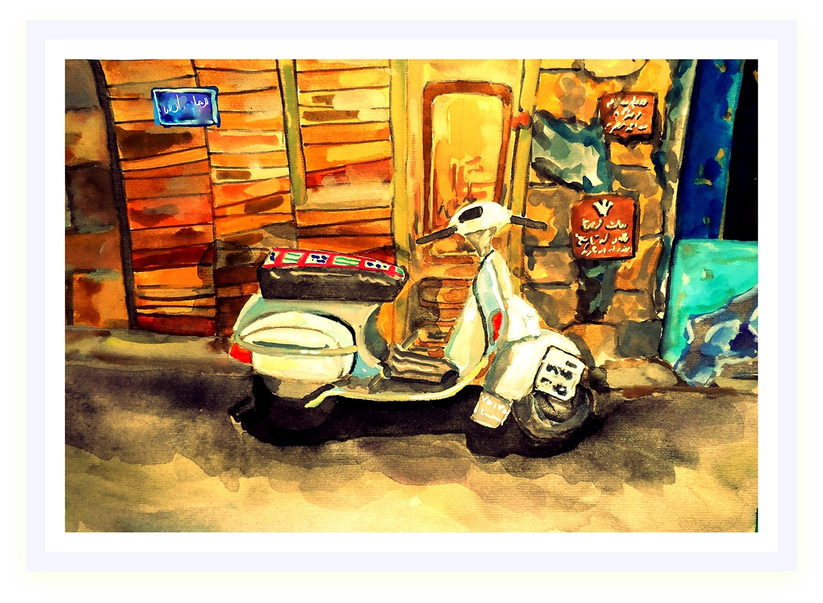 water color motorbike sketch