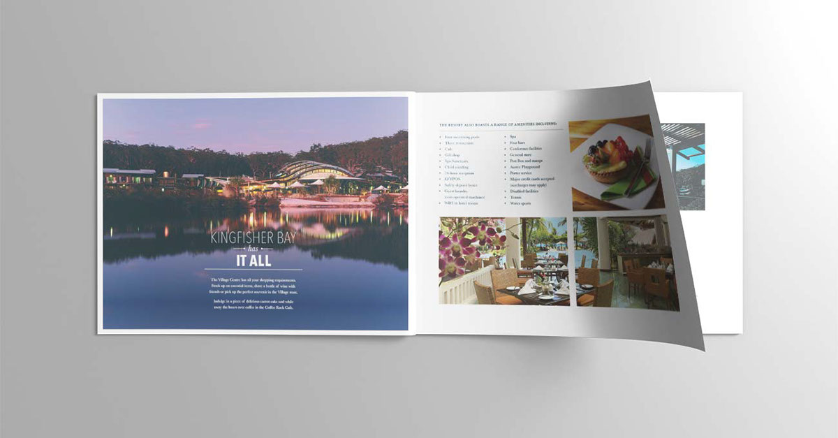 Catalogue design print identity resort tourism advertise sell