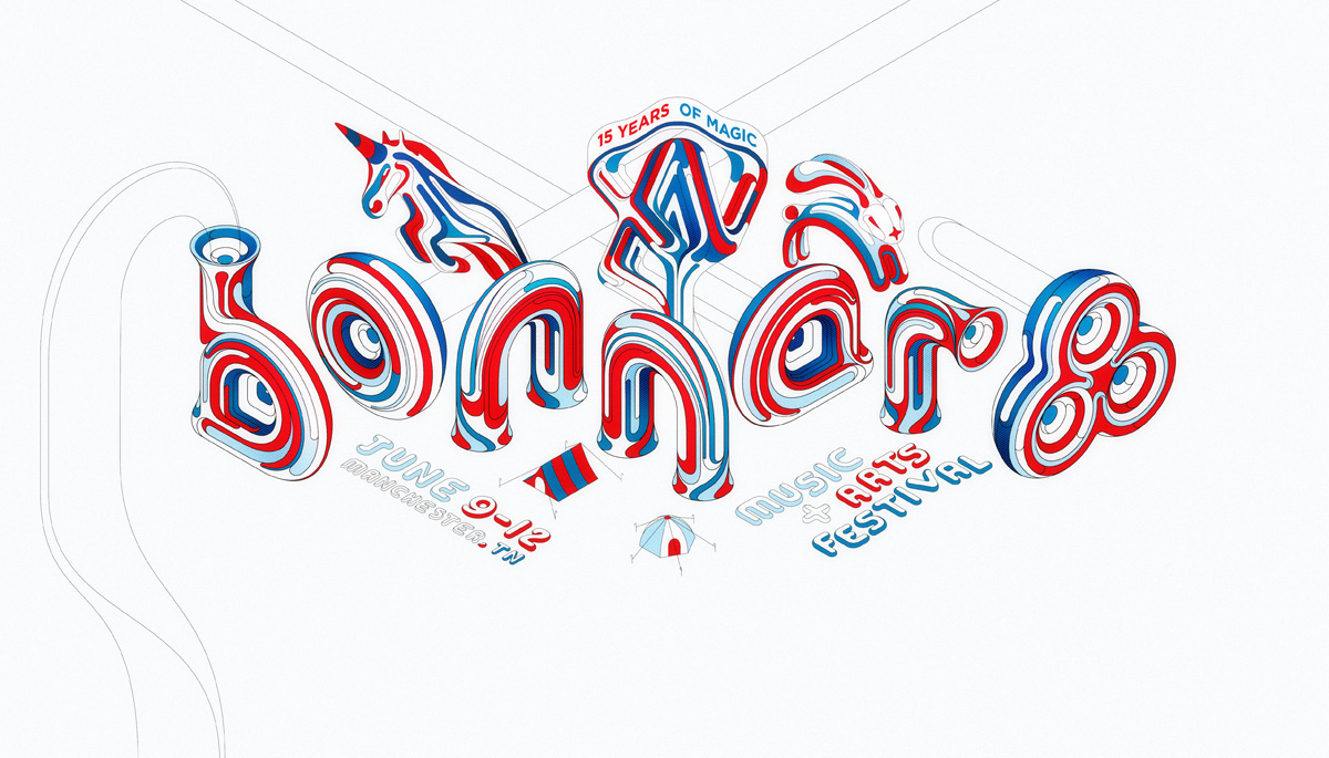 ILLUSTRATION  type typography   Illustrator Isometric Magic   festival music bonnaroo identity