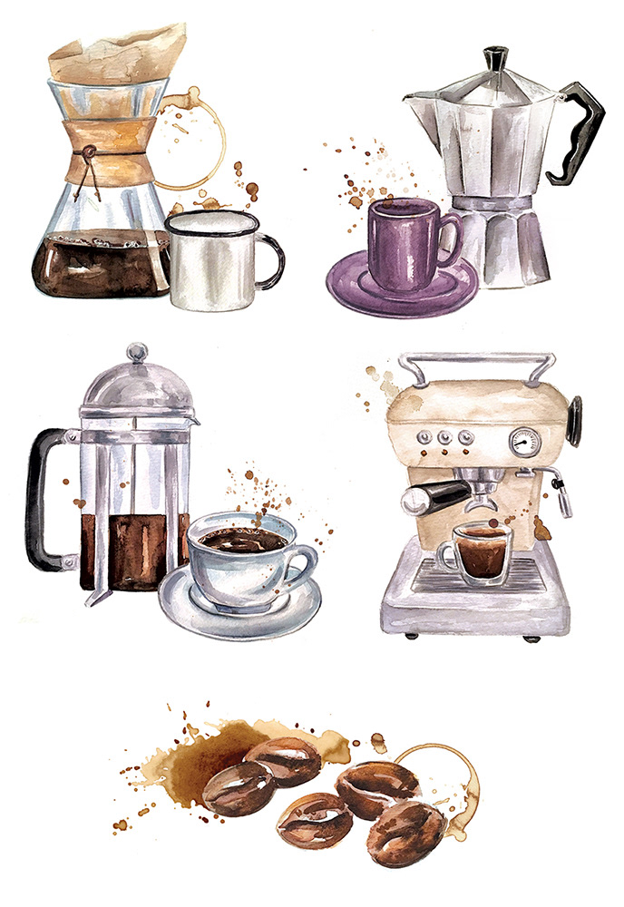 aquarela watercolor watercolour Coffee cafe espresso ILLUSTRATION  Ilustração