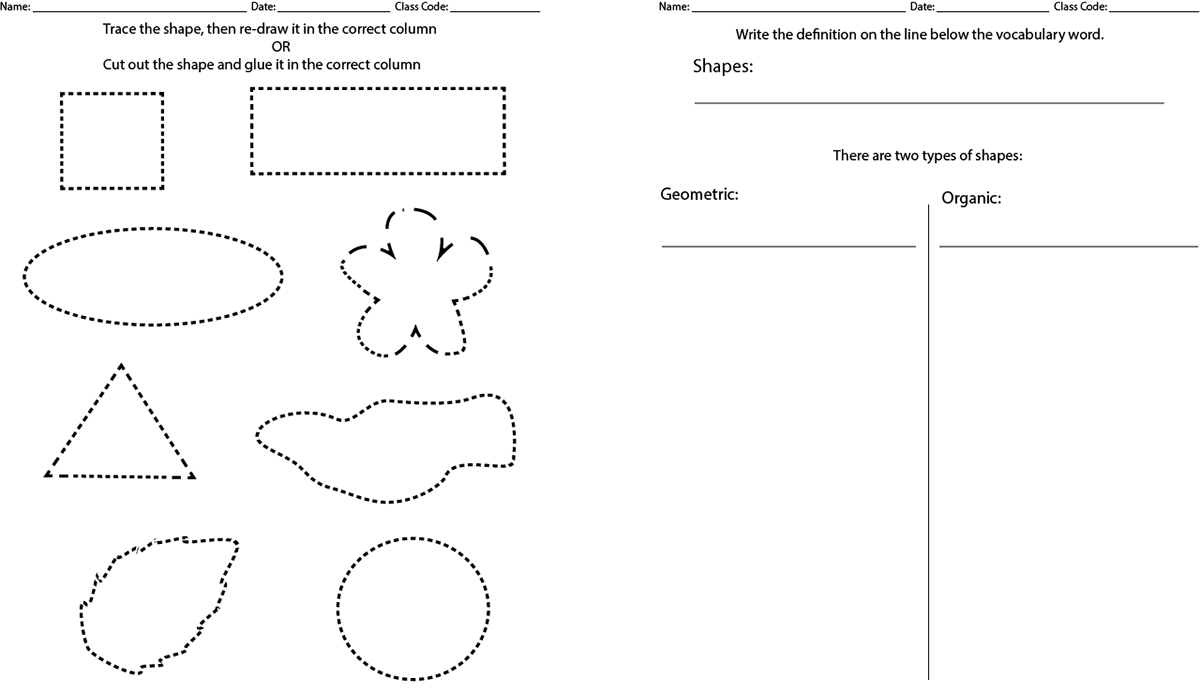 shapes geometric organic worksheet elementary art class drawing tutorial Illustrator