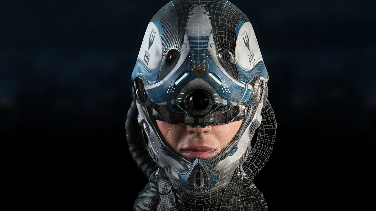 game Character 3D design Scifi Cyberpunk Helmet Gaming 3dmodel substancepainter