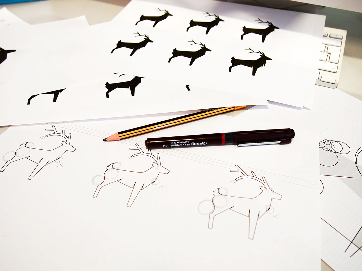 Animal Logotype Rebrand identity cyan agency stag animal animal logo Icon sketches hand drawn blue stag