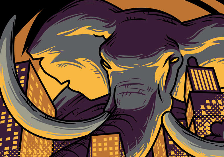 vector tee t-shirt graphic jungle animal lion elephant destroy Ecology city Liberty