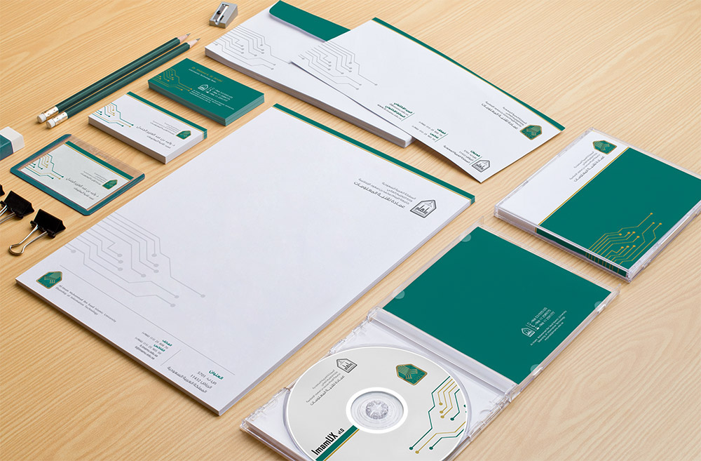 stationary branding  identity University deanship IT letter head Business Cards envelopes Folders